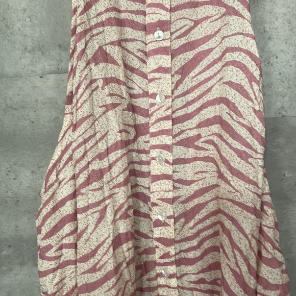 Free People Pink Zebra Print Button Down Tank Top - Picture 7 of 9